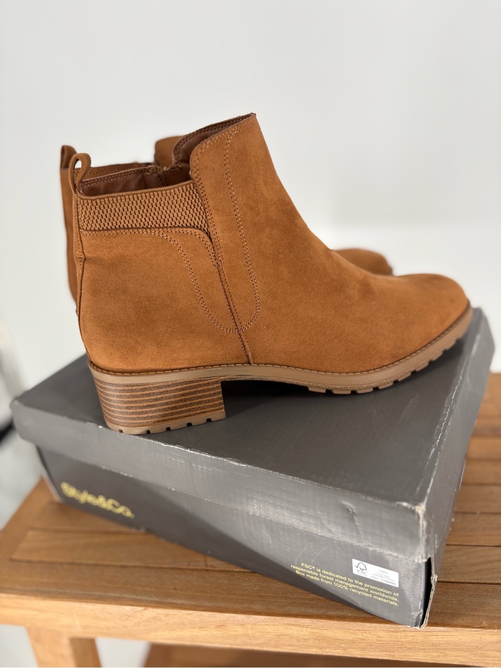 New Style & Co Women's Tan Suede Ankle Boots - GRACIEFF BRAN size 10.5 M